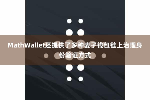 MathWallet还提供了多种麦子钱包链上治理身份验证方式